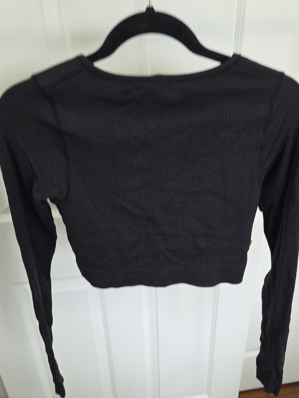 lululemon athletica Black Ribbed Long-Sleeve Crop Top